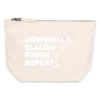 Ski alpin - Pochette zippée en toile 12 x 13 cm - blanc naturel - Devant
