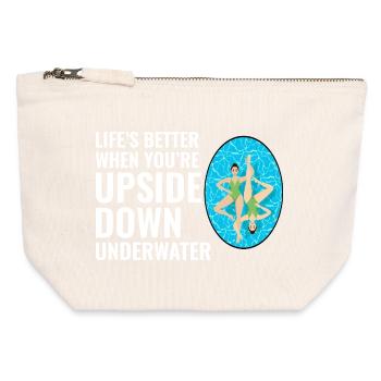 La vie est meilleure en nageant à l'envers sous l'eau - Pochette zippée en toile 12 x 13 cm - blanc naturel - Devant