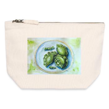 Vibrant Green Dumplings: Watercolor Food Art - Canvas Zip Pouch 12 x 13 cm - nature - Front