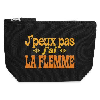 Jpeux pas jai la flemme - Pochette zippée en toile 12 x 13 cm - noir - Devant