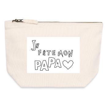 Fête Papa Dessin Ludique - Pochette zippée en toile 12 x 13 cm - blanc naturel - Devant