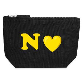 Conception de lettre de coeur jaune - Pochette zippée en toile 12 x 13 cm - noir - Devant