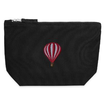 Heißluftballon bestickt - Canvas Reißverschluss-Täschchen (12 x 13 cm) - Schwarz - Vorne