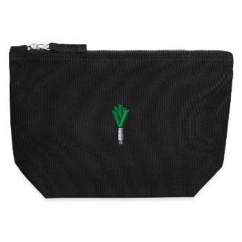 Embroidered leeks - Canvas Zip Pouch 12 x 13 cm - black - Front