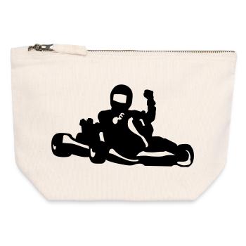 Karting - Canvas Reißverschluss-Täschchen (12 x 13 cm) - Naturweiß - Vorne