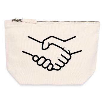 Poignée de main Travail d’équipe - Pochette zippée en toile 12 x 13 cm - blanc naturel - Devant