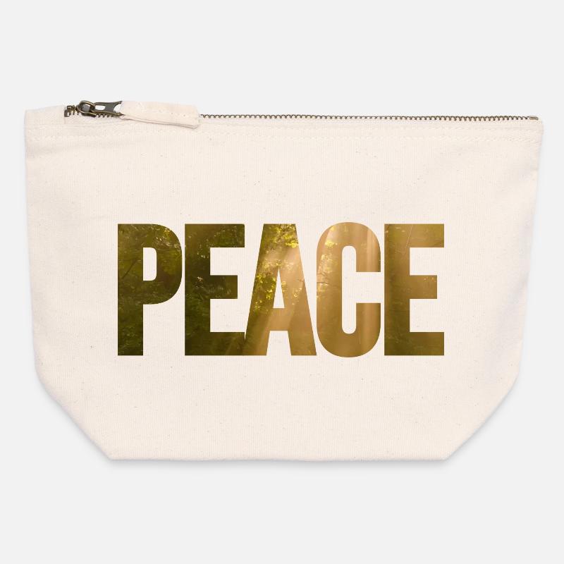 Peace in mind - Pochette zippée en toile 12 x 13 cm - blanc naturel