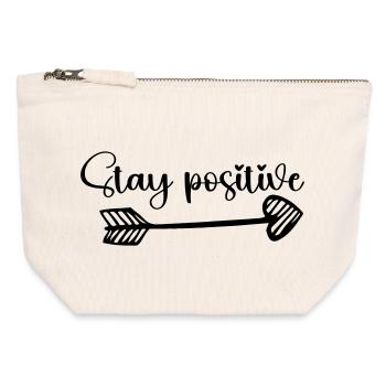 Reste positif, cœur - Pochette zippée en toile 12 x 13 cm - blanc naturel - Devant