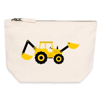 Bagger - Canvas Reißverschluss-Täschchen (12 x 13 cm) - Naturweiß - Vorne