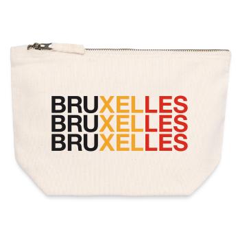 BRUXELLES Bruxelles - Bruxelles Belgique Drapeau belge - Pochette zippée en toile 12 x 13 cm - blanc naturel - Devant