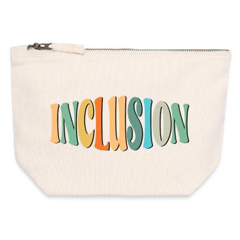 LETTRAGE D’INCLUSION - DIVERSITÉ - ÉGALITÉ - Pochette zippée en toile 12 x 13 cm - blanc naturel - Devant