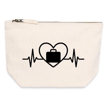 Valise de voyage Globe Coeur - Pochette zippée en toile 12 x 13 cm - blanc naturel - Devant