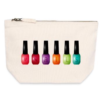Colorful nail polish with "Nails" typography motif - Canvas Zip Pouch 12 x 13 cm - nature - Front