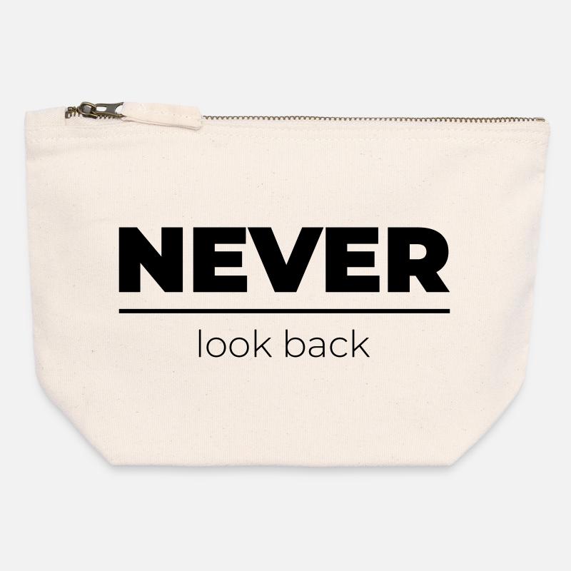 Never look back | Motivational Statement - Canvas Zip Pouch 12 x 13 cm - nature