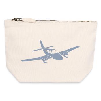 Minimalist propeller plane silhouette - Canvas Zip Pouch 12 x 13 cm - nature - Front