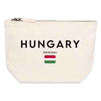Drapeau hongrois, design minimaliste élégant - Pochette zippée en toile 12 x 13 cm - blanc naturel - Devant