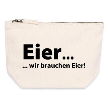 Eggs, we need eggs - Canvas Zip Pouch 12 x 13 cm - nature - Front