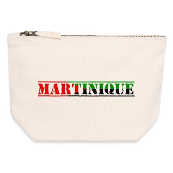 Martinique rouge vert noir - Pochette zippée en toile 12 x 13 cm - blanc naturel - Devant
