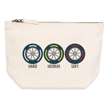 Pneus Formule voiture course - Pochette zippée en toile 12 x 13 cm - blanc naturel - Devant