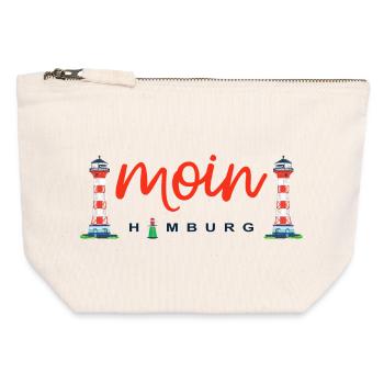 Moin Hamburg, Leuchtturm Wittenbergen - Canvas Reißverschluss-Täschchen (12 x 13 cm) - Naturweiß - Vorne