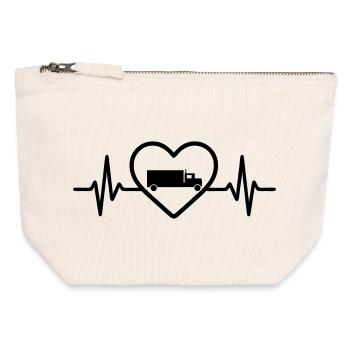 Chauffeur de camion Heart Transport - Pochette zippée en toile 12 x 13 cm - blanc naturel - Devant
