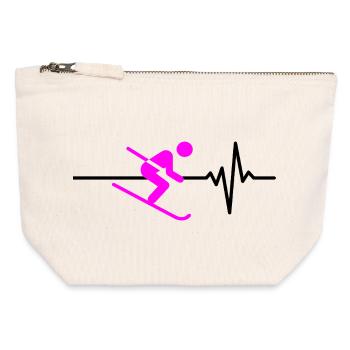 SKIING HEARTBEAT PINK WINTER SPORT CARVING - Canvas Zip Pouch 12 x 13 cm - nature - Front