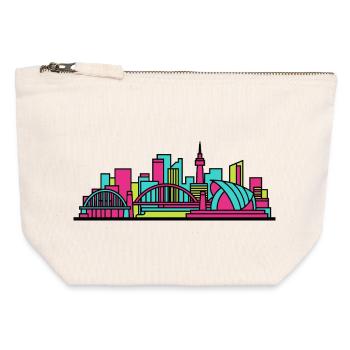 Newcastle City Skyline Tyne Bridge Moderne Kunst - Canvas Reißverschluss-Täschchen (12 x 13 cm) - Naturweiß - Vorne