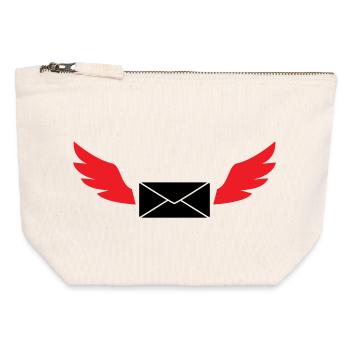 Courrier express enveloppe ailée poste - Pochette zippée en toile 12 x 13 cm - blanc naturel - Devant