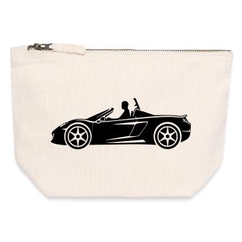 Cabrio Auto Pkw - Canvas Reißverschluss-Täschchen (12 x 13 cm) - Naturweiß - Vorne