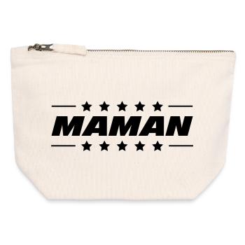 Maman / Fête des mères - Pochette zippée en toile 12 x 13 cm - blanc naturel - Devant