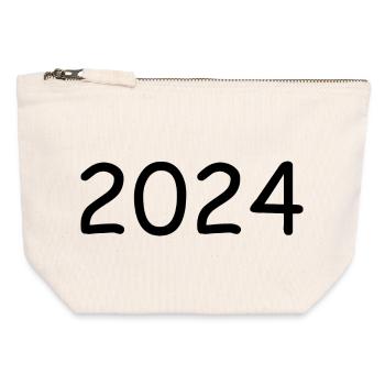 2024 Jahreszahl schwarz - Canvas Reißverschluss-Täschchen (12 x 13 cm) - Naturweiß - Vorne