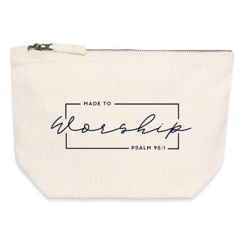🙏Made to Worship - Psalm 95:1 Christian T-Shirt - Canvas Zip Pouch 12 x 13 cm - nature - Front