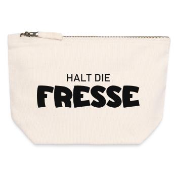 Halt die Fresse - Cooler Spruch - Canvas Reißverschluss-Täschchen (12 x 13 cm) - Naturweiß - Vorne