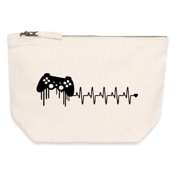 gaming kontroller herzschlag - Canvas Reißverschluss-Täschchen (12 x 13 cm) - Naturweiß - Vorne