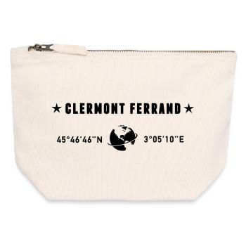 Clermont Ferrand France Coordonnées Globe - Pochette zippée en toile 12 x 13 cm - blanc naturel - Devant