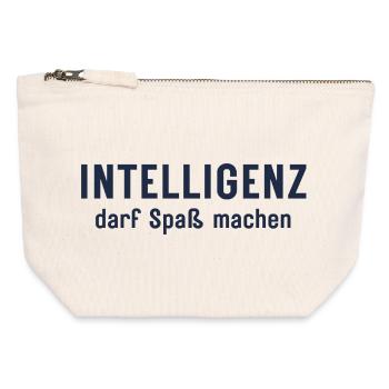 L’intelligence peut être amusante Conception d’affirmations - Pochette zippée en toile 12 x 13 cm - blanc naturel - Devant