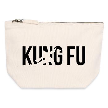 kung fu - Pochette zippée en toile 12 x 13 cm - blanc naturel - Devant