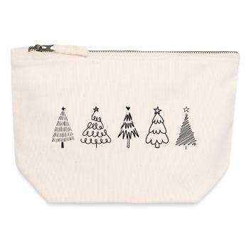 Sapins de Noël - Pochette zippée en toile 12 x 13 cm - blanc naturel - Devant
