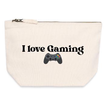 J’adore le jeu vidéo - Pochette zippée en toile 12 x 13 cm - blanc naturel - Devant