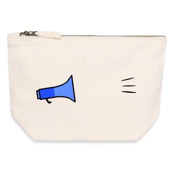 Modèle de texte Megafon - Pochette zippée en toile 12 x 13 cm - blanc naturel - Devant
