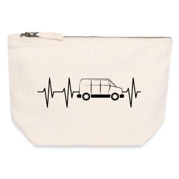 Bus Heartbeat Symbol Pulse Van Suv Illustration - Canvas Zip Pouch 12 x 13 cm - nature - Front