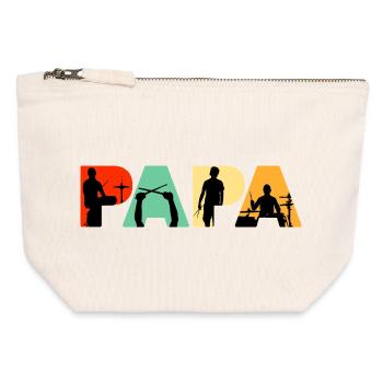 Retro Papa Drummer Vintage Drum Kit T-Shirt - Canvas Zip Pouch 12 x 13 cm - nature - Front