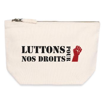 Luttons pour nos Droits ! - Pochette zippée en toile 12 x 13 cm - blanc naturel - Devant