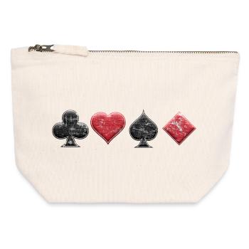 Kreuz Herz Pik Karo Quer Poker, Skat & Blackjack - Canvas Reißverschluss-Täschchen (12 x 13 cm) - Naturweiß - Vorne
