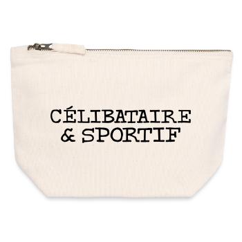 Célibataire et sportif - Pochette zippée en toile 12 x 13 cm - blanc naturel - Devant