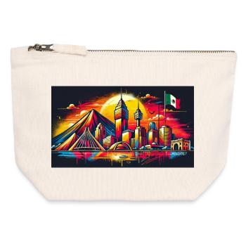 Monterrey Mexiko Kunst Design - Canvas Reißverschluss-Täschchen (12 x 13 cm) - Naturweiß - Vorne