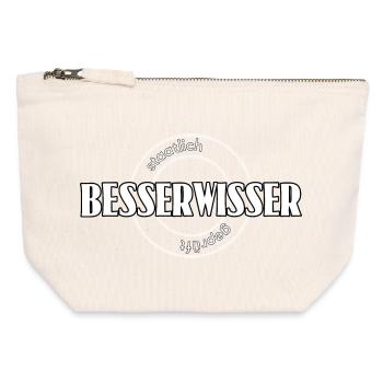 Besserwisser - staatlich geprüft - Canvas Reißverschluss-Täschchen (12 x 13 cm) - Naturweiß - Vorne
