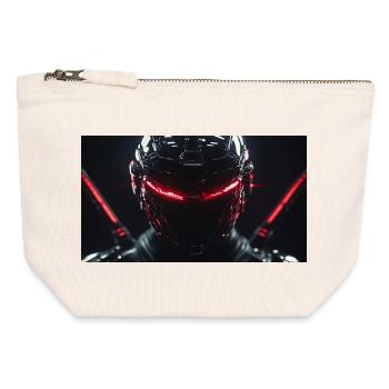 Vêtements Futuristes Cybernétique Nuit - Pochette zippée en toile 12 x 13 cm - blanc naturel - Devant