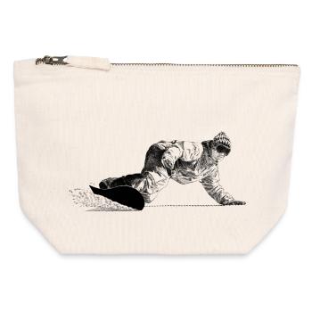 Freerider Snowboarder - Pochette zippée en toile 12 x 13 cm - blanc naturel - Devant