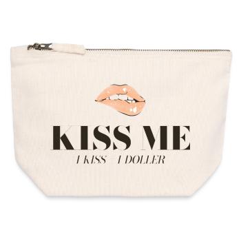 Kuss-Motiv: Lippen und Dollar-Slogan - Canvas Reißverschluss-Täschchen (12 x 13 cm) - Naturweiß - Vorne